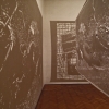 Heimatspuren-doppelte Exposition, begehbare installation aus 4 foto Scherenschnitte, 5.10 x 5.40 m2, ZVONO Preis 2014