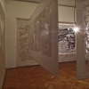 Heimatspuren-doppelte Exposition, begehbare installation aus 4 foto Scherenschnitte, 5. 10 x 5. 40 m2, ZVONO Preis 2014