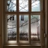 Archiv Gartenstraße Foto Installation, Detail von innen gesehen, Foto G. Rücker: Giebelwand 1925 / Adaption I. Markulin 2017