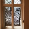 Archiv Gartestraße Foto Installation, Detail von innen gesehen, Foto G. Rücker: Giebelwand 1925 / Adaption I. Markulin 2017