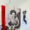Simone de Beauvoir, Fotoprint und Scherenschnitt auf Plexiglas, 140x100cm